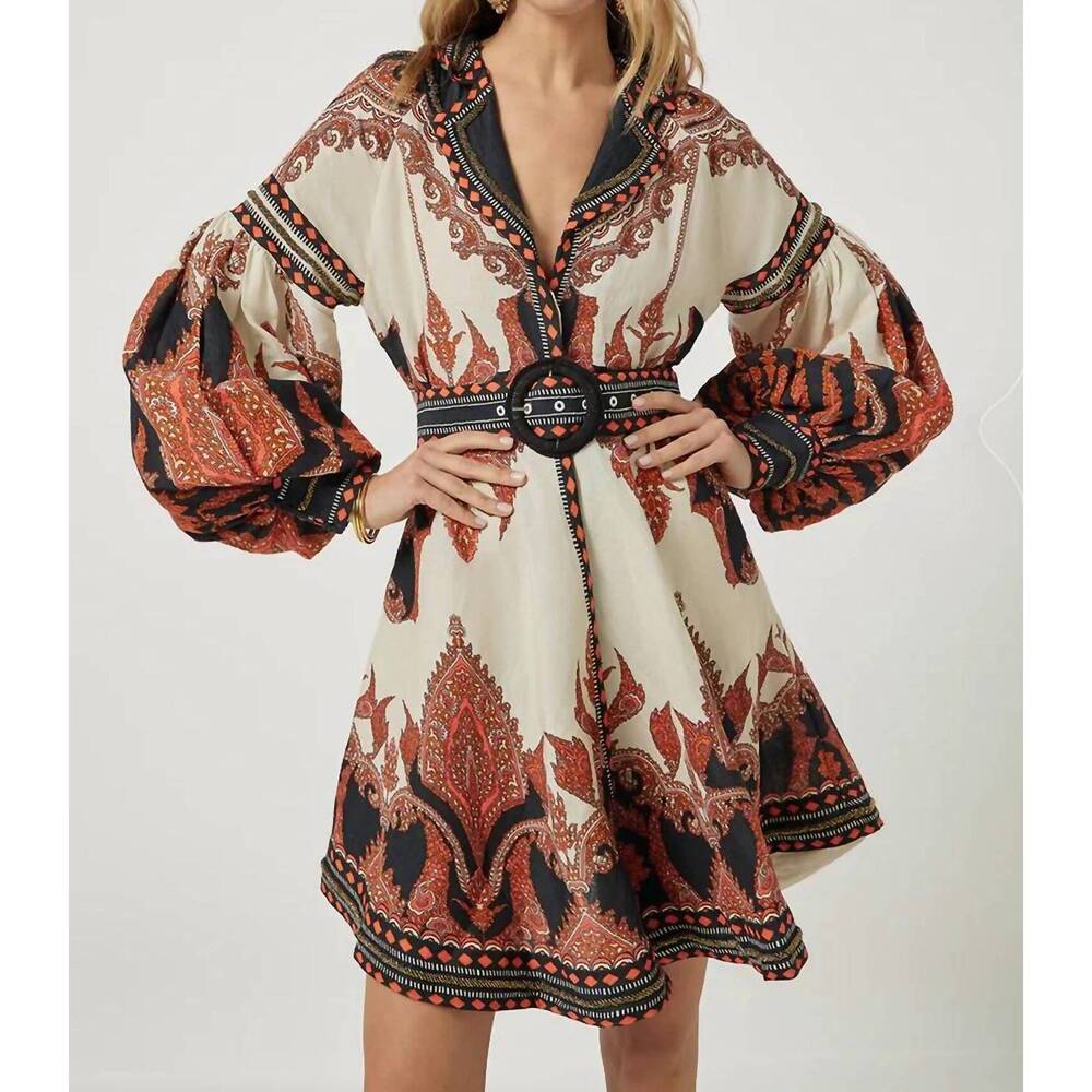 NEW SCARLETT POPPIES florista short dress in burnt orange